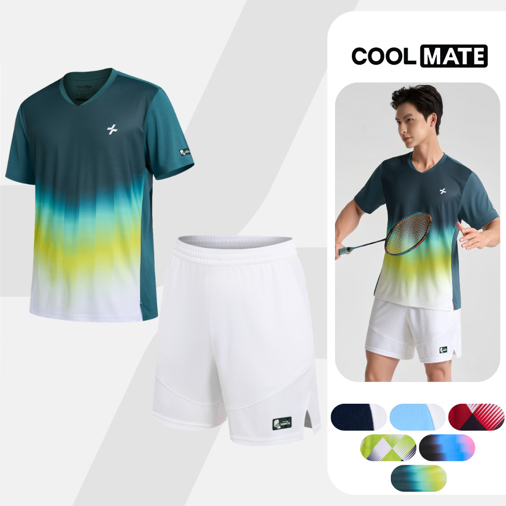 [MỚI]Set đồ bộ thể thao cầu lông Smash Energy Áo thun và Quần short thoải mái, thấm hút, nhanh khô Coolmate