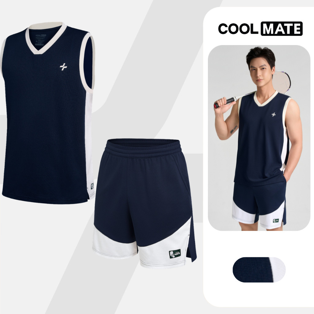 [MỚI]Set cầu lông Smash Energy Áo sát nách Tanktop cổV và Quần short Basic thoáng mát nhanh khô, hạn chế ma sát Coolmate