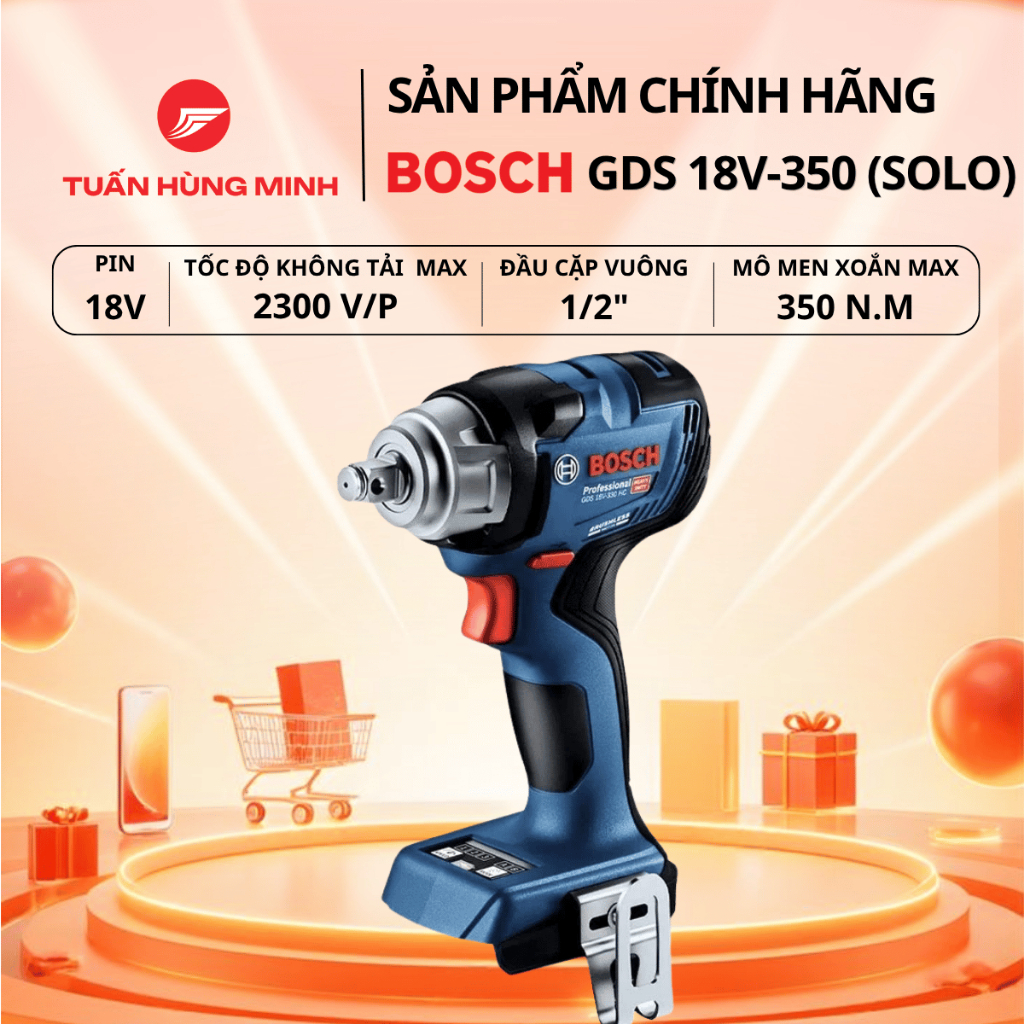 Máy siết bu lông dùng pin 18V Bosch GDS 18V-350 (SOLO) Chính hãng