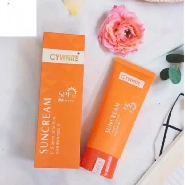 Kem chống nắng nâng tông Cywhite suncream collagen sun spf50+ 100ml