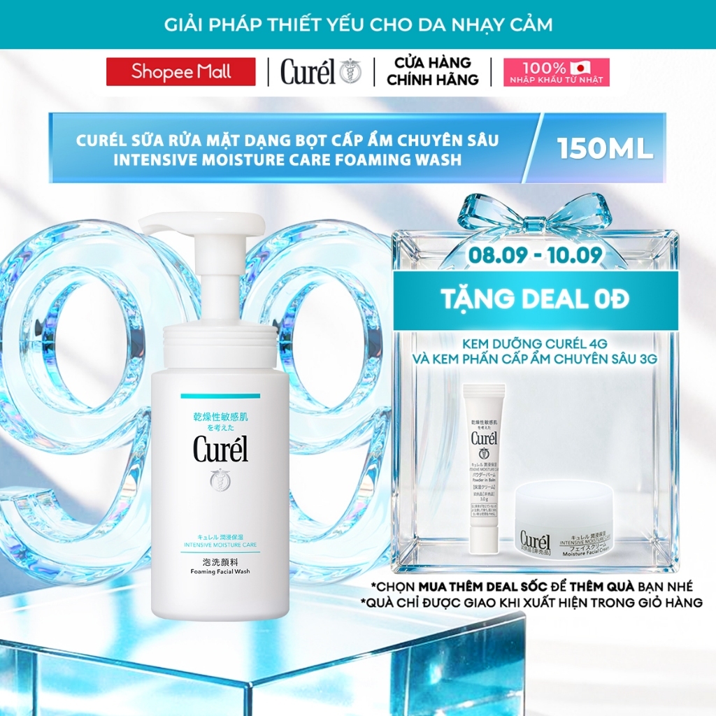 Sữa Rửa Mặt Dạng Bọt Cấp Ẩm Chuyên Sâu Curel Intensive Moisture Care Foaming Facial Wash 150ml