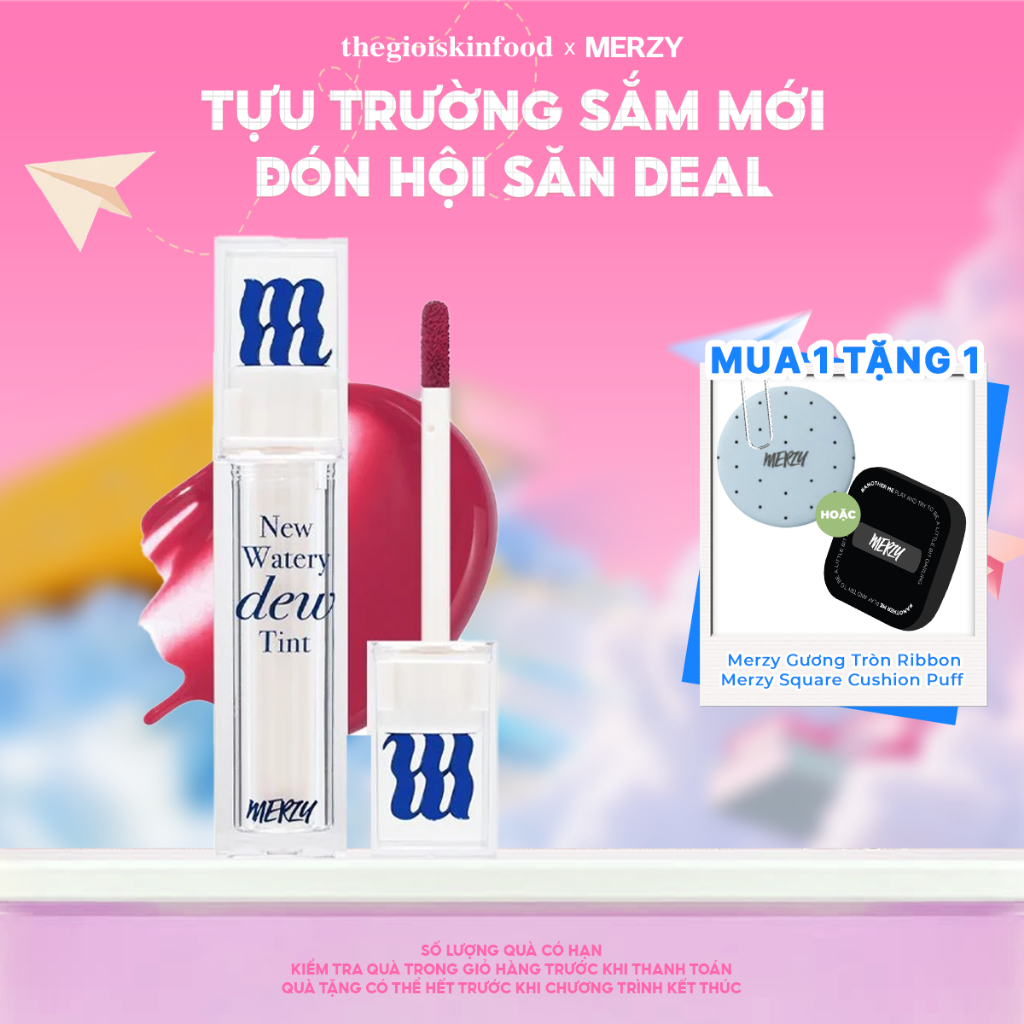 [Merzy New Dew] Son Tint Bóng Merzy Dạng Thạch Lâu Trôi, Môi Ẩm Mịn The Watery Dew Tint 4g ThegioiSk