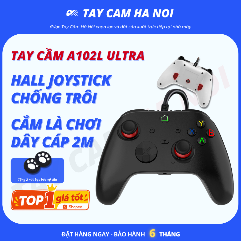 [BH 6T] Tay cầm chơi game A102L PRO (HE), độ cần Hall Joystick chống trôi, có phím Macro hành trình