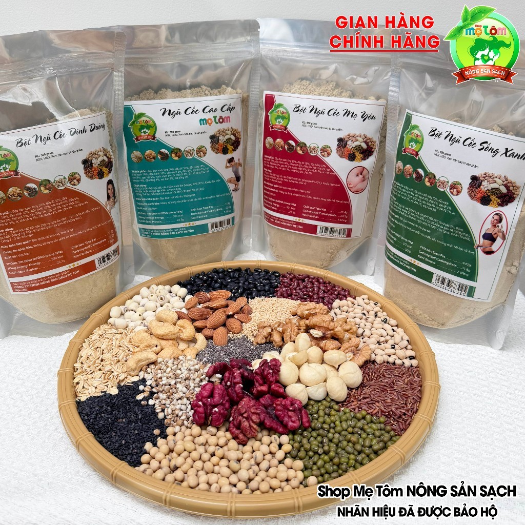 BỘT NGŨ CỐC MẸ TÔM (1Kg) BỘT DINH DƯỠNG, TĂNG CÂN, LỢI SỮA, NỘI TIẾT TỐ,GIẢM CÂN,NGŨ CỐC KHÔNG ĐẬU NÀNH