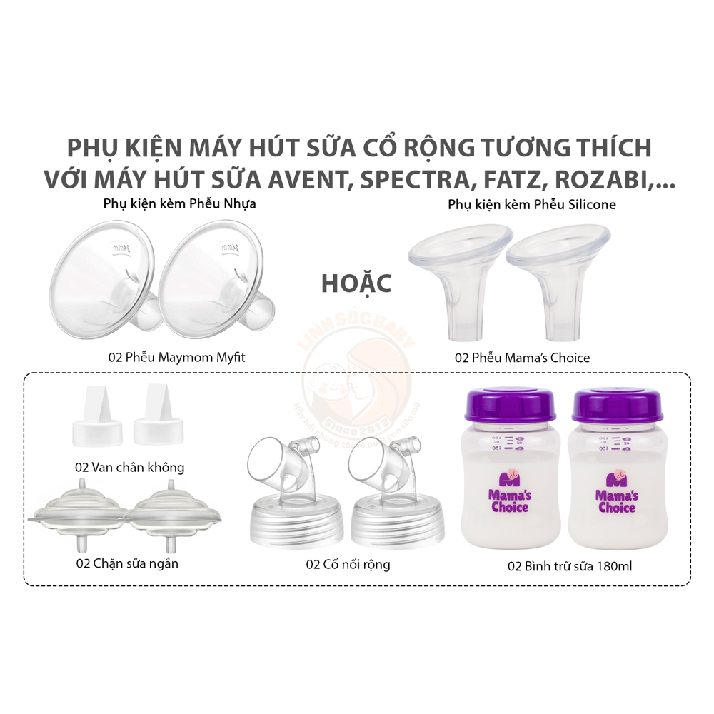 Bộ phụ kiện máy hút sữa Spectra dùng phễu hút sữa silicon, nhựa | Tương thích máy Fatz, Avent, Rozab