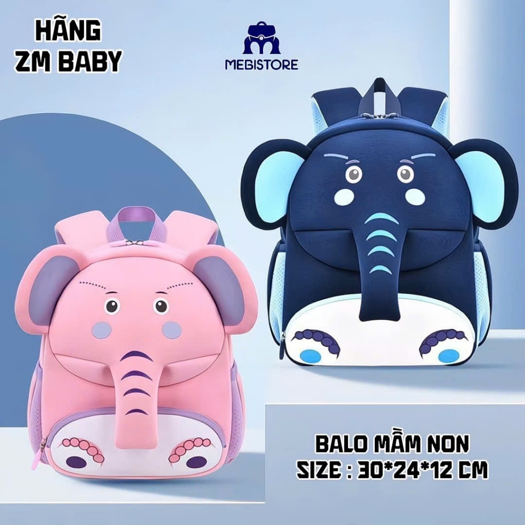 Balo Mầm Non ZM BABY Hình Con Voi Đáng Yêu Cho Các Bé Mẫu Giáo - MEBISTORE