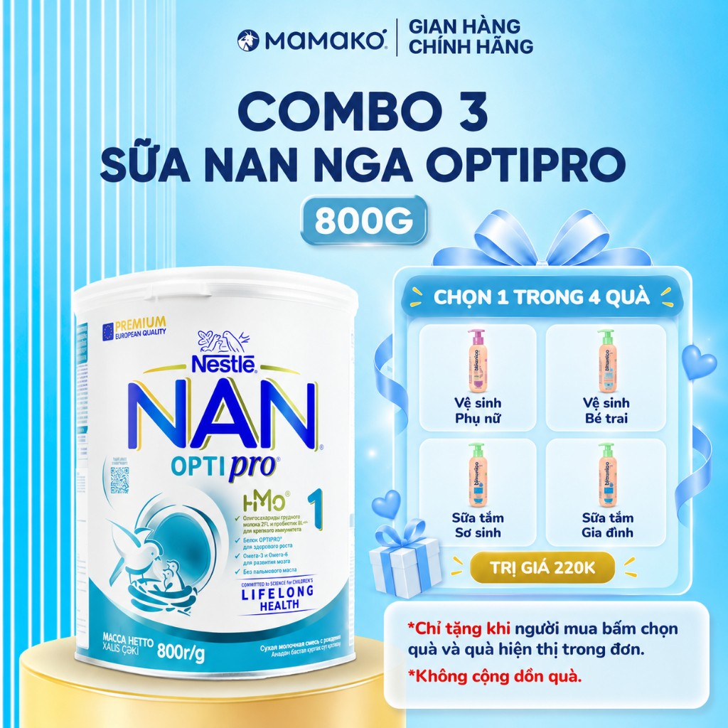 (Combo 3) Sữa Nan Nga Số 2 HMO Optipro Mamako lon 800g