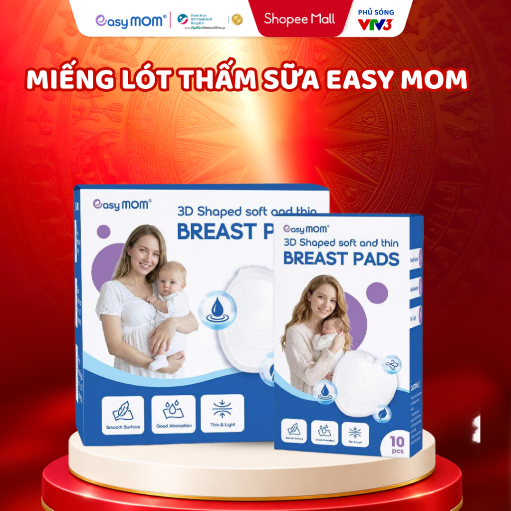 Easy MOM Miếng Lót Thấm Hút Sữa Chống Tràn Tối Đa,Siêu Mỏng, Siêu Thấm, Chống Tràn