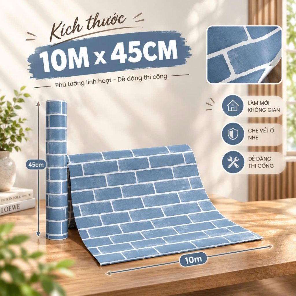 Giấy dán tường vân gỗ 10m x 45cm có keo sẵn - ảnh 5
