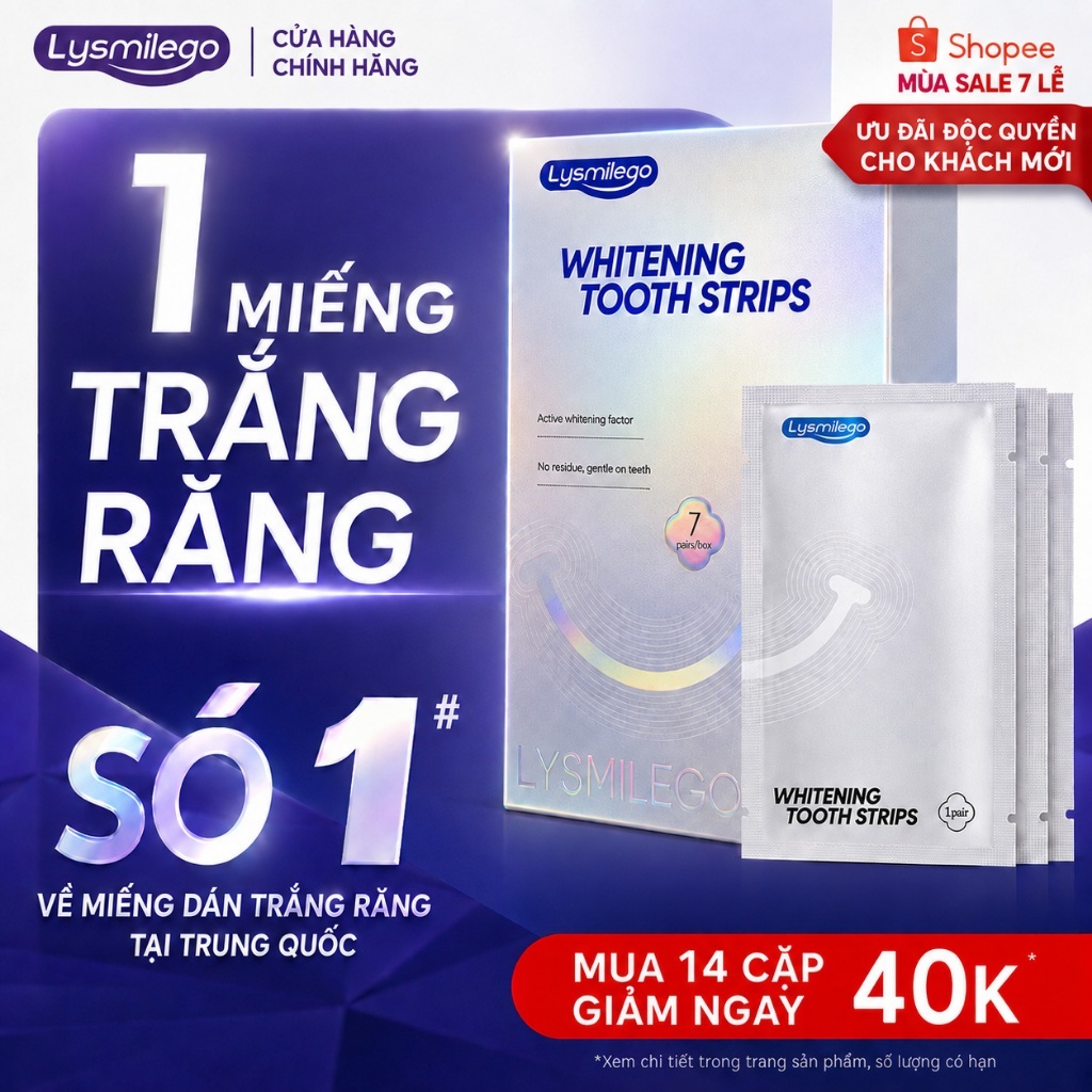 Lysmilego Làm trắng răng Miếng dán trắng răng teeth whitening strips