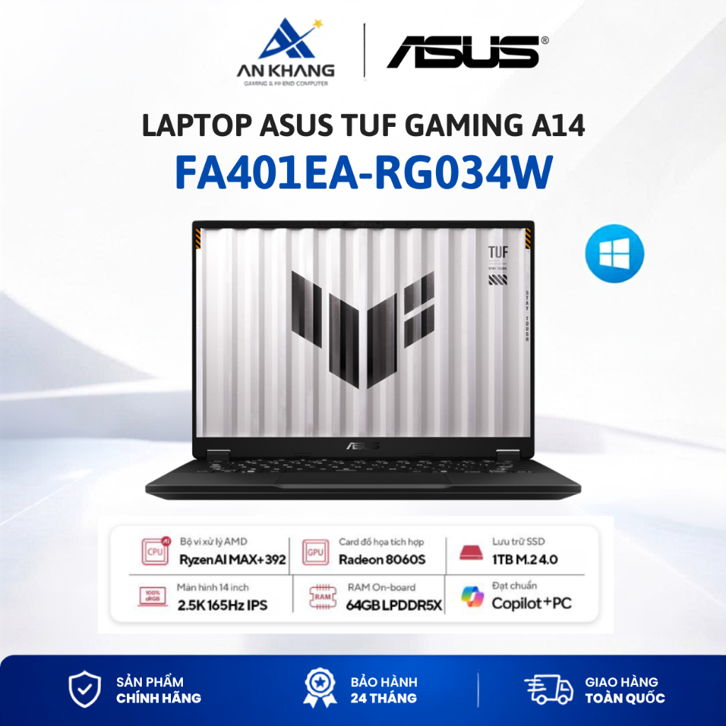Laptop ASUS TUF Gaming A14 FA401EA-RG034W | Ryzen AI MAX+ 392 | RAM 64GB | SSD 1TB | Radeon 8060S | 