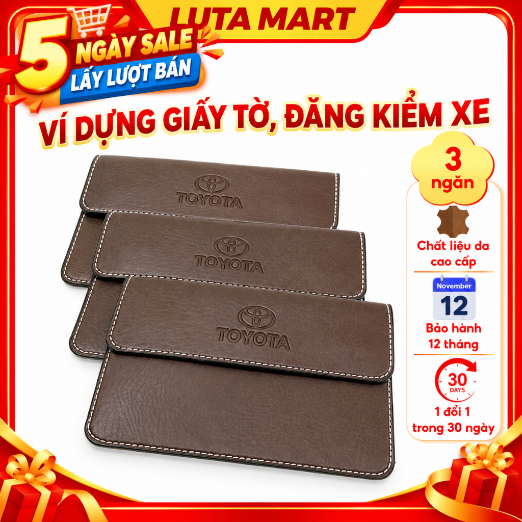 Ví da đựng đăng kiểm, giấy tờ ô tô cao cấp - Bóp đựng giấy tờ xe hơi có logo các dòng xe