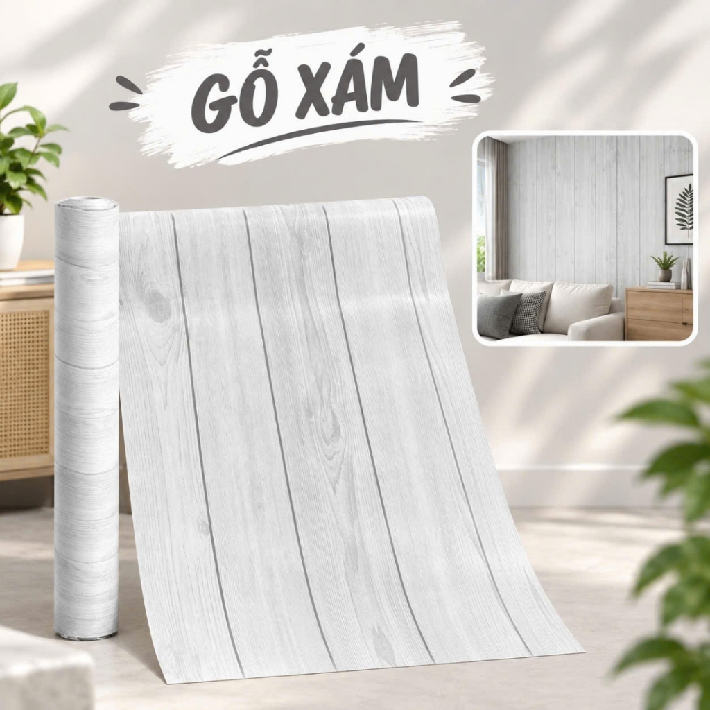 Giấy dán tường vân gỗ 10m x 45cm có keo sẵn - ảnh 9