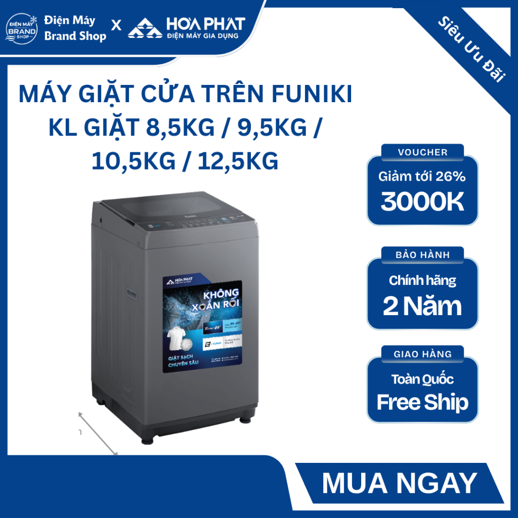MÁY GIẶT CỬA TRÊN FUNIKI (HWM T685ABG / HWM T695ABG / HWM T6105ABG) - THIẾT KẾ HIỆN ĐẠI, GIẶT SẠCH