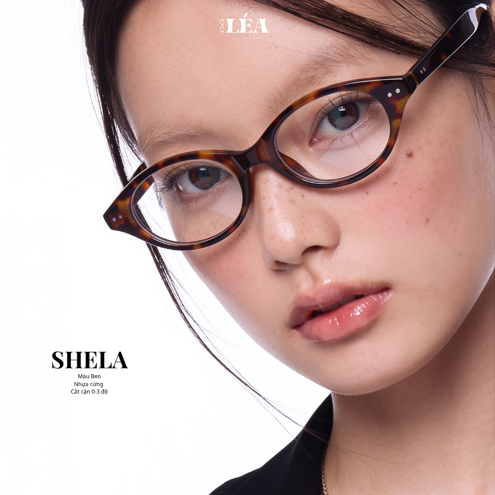 Kính mắt chuyên Lắp Cận SHELA - LÉAGLASSES mắt mèo chất liệu nhựa cao cấp Y2K Bayonetta