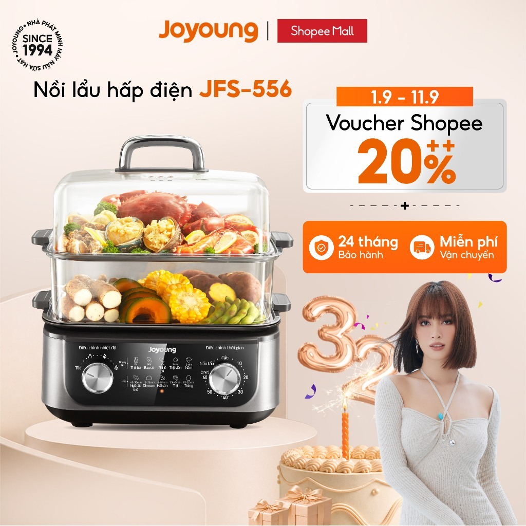 Nồi lẩu hấp đa năng Joyoung JFS-556 | Dung tích 16L | Công suất 1600W
