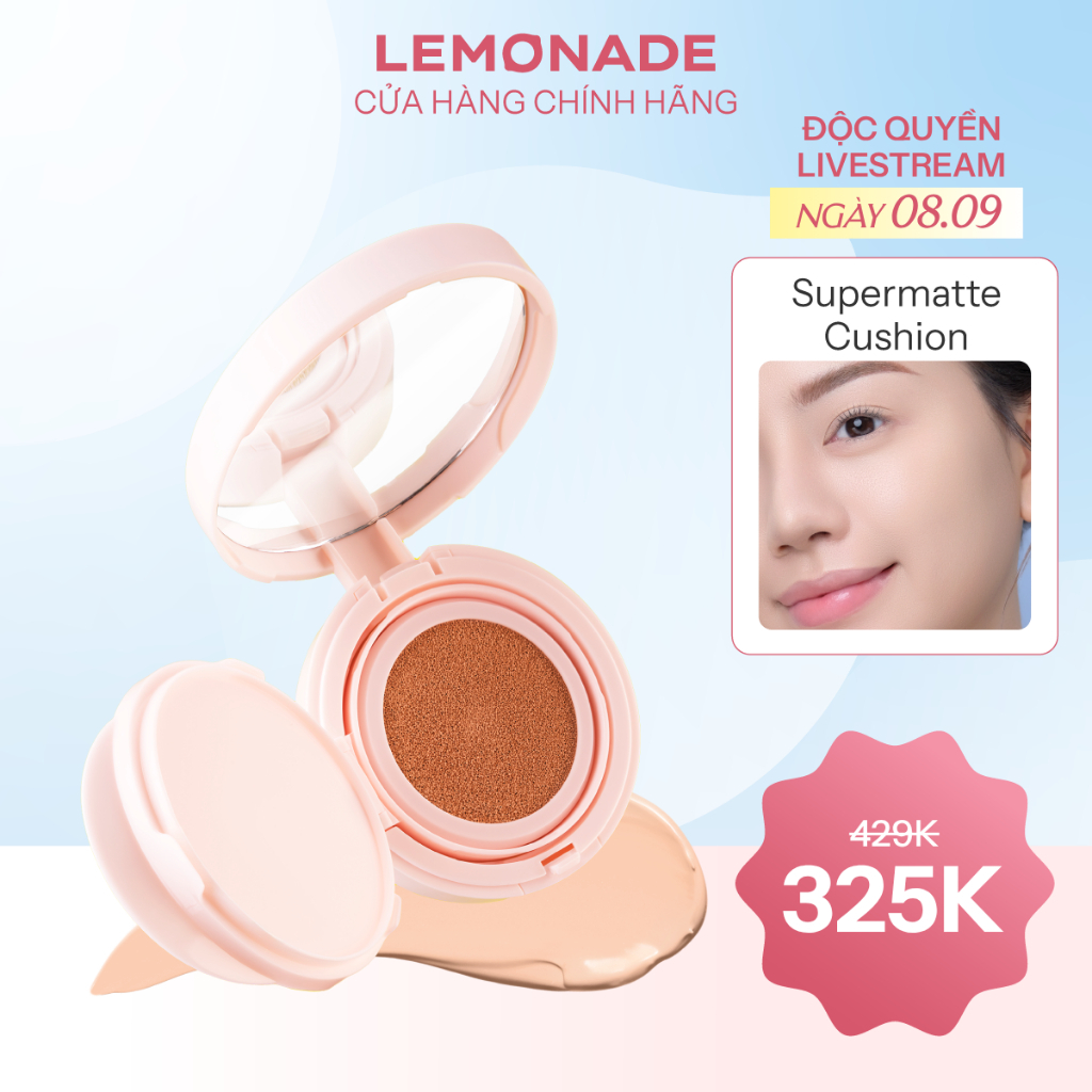 [Livestream KOL]Phấn nước siêu kiềm dầu LEMONADE Supermatte Cushion 15g