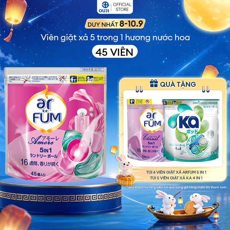 Viên giặt Quần áo arFUM 5 trong 1 tinh dầu nước hoa, khử khuẩn 99% - (túi 45 viên)