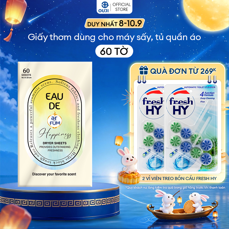 Giấy Thơm Arfum Làm Mềm Vải Và Chống Tĩnh Điện , Khử Mùi Tủ Giày, Tủ Quần Áo (60 Tờ/ Hộp)