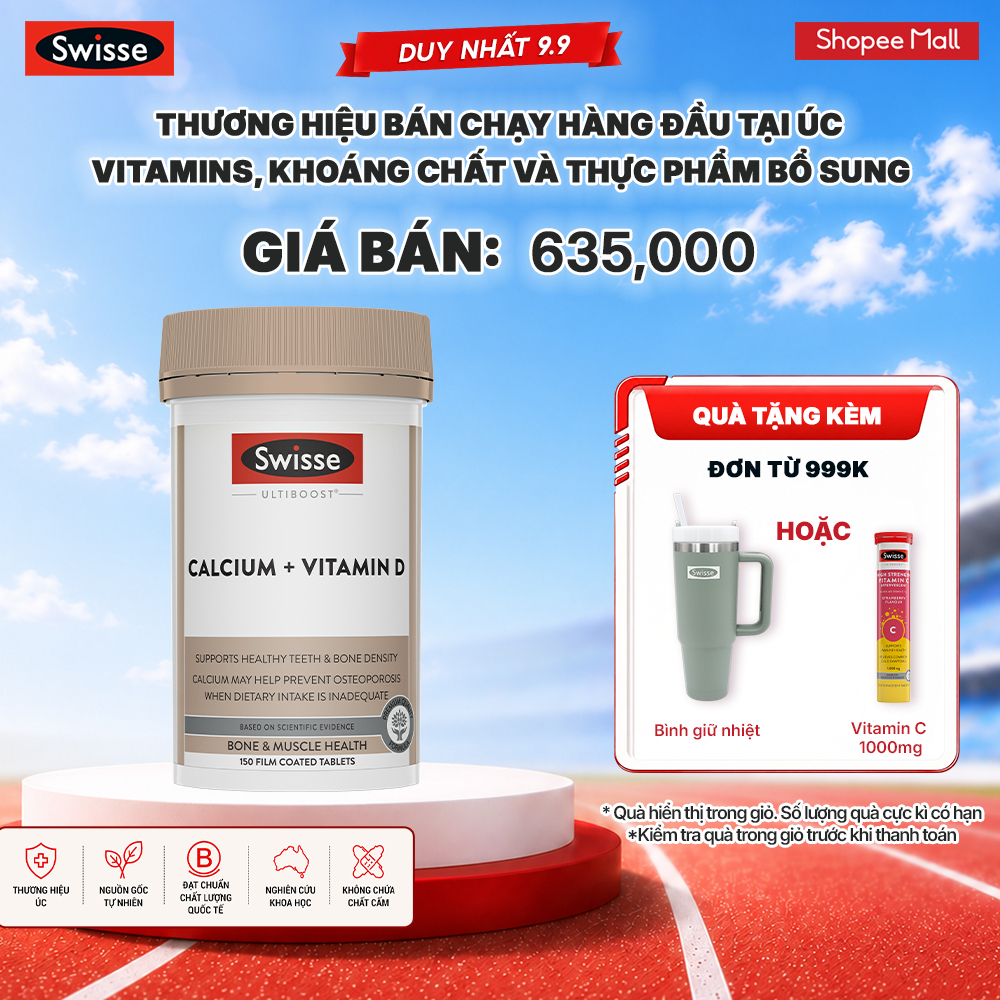SWISSE x HANNAH - Viên uống hỗ trợ duy trì mật độ xương Swisse Ultiboost Calcium + Vitamin D
