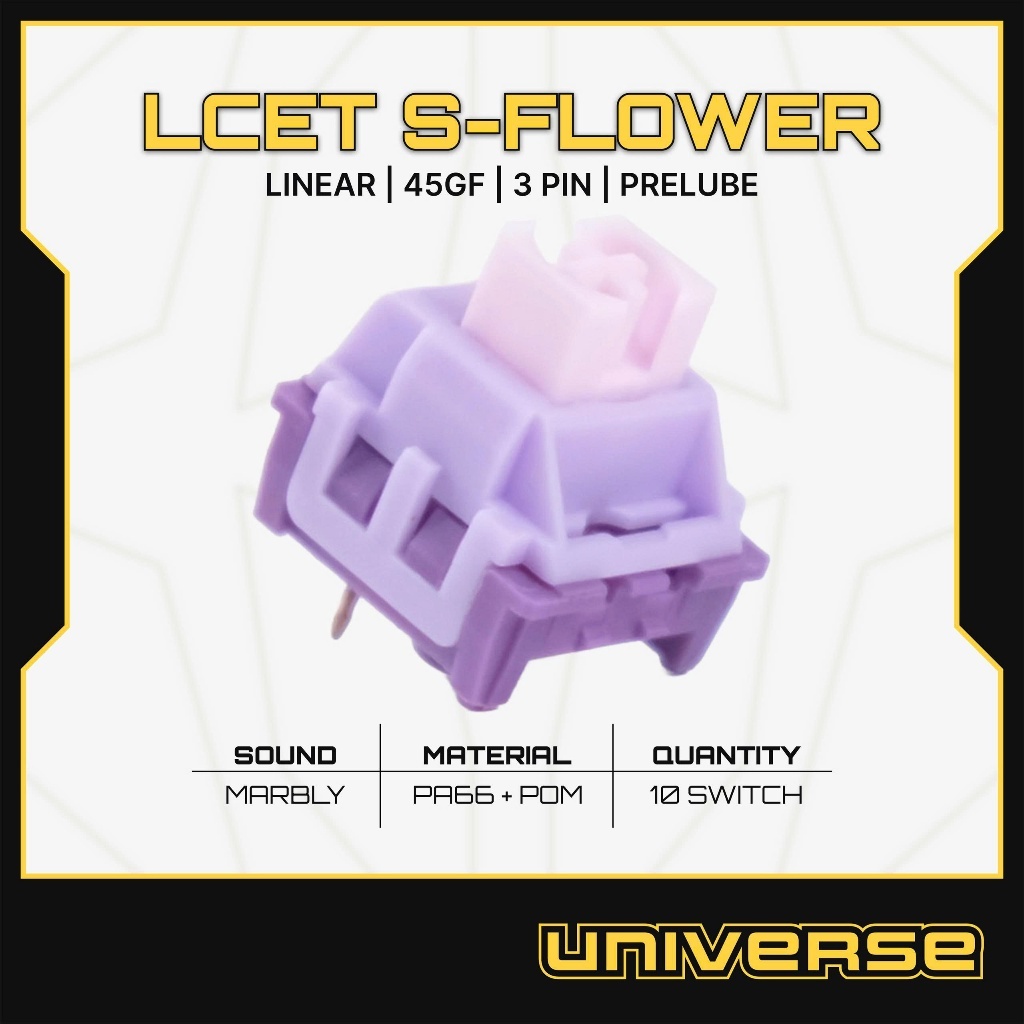 10 Switch LCET Starry Flower Switch Linear 45g 3Pin PA66 + POM Prelube Công Tắc Bàn Phím Cơ Universe