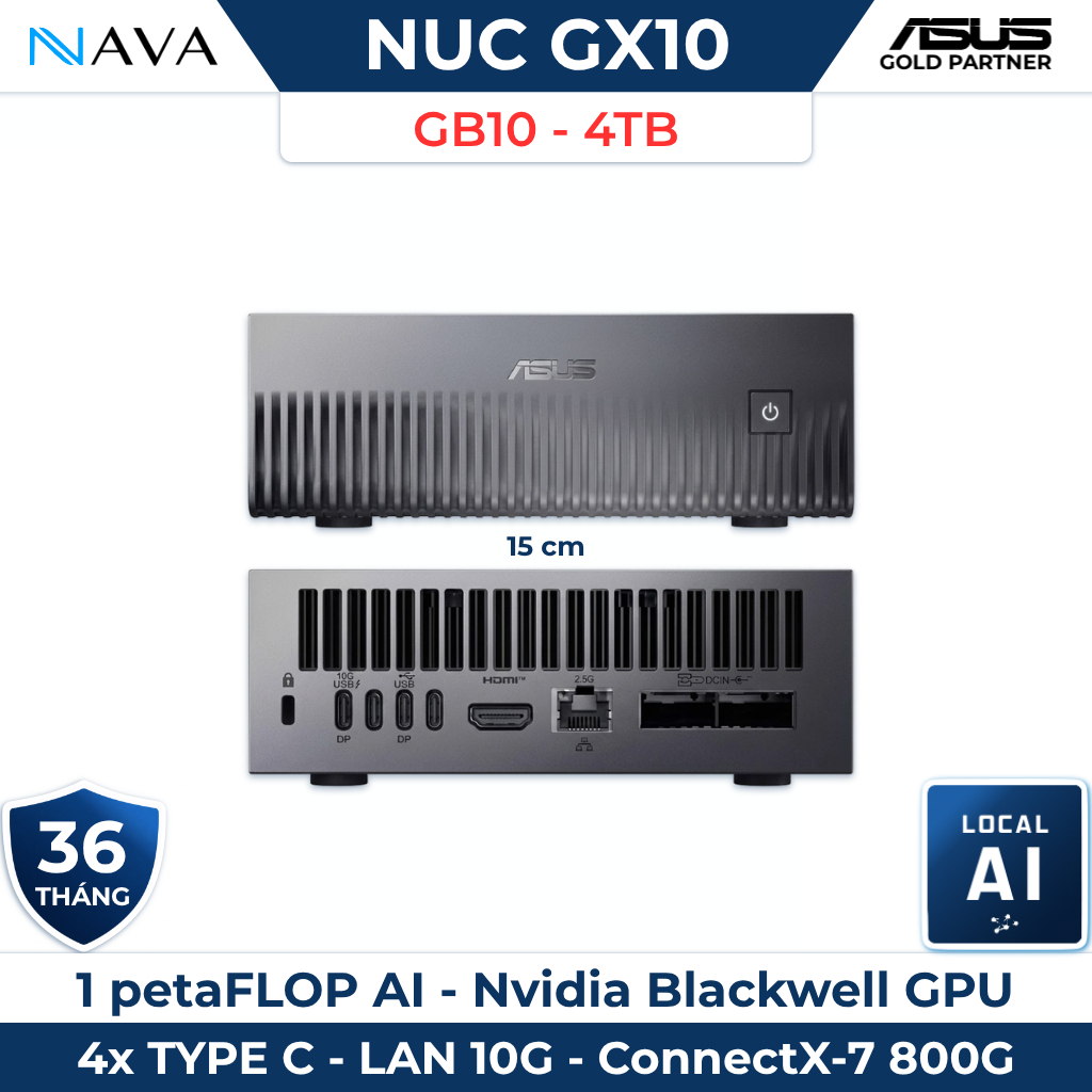 Mini PC AI ASUS Ascent GX10 NVIDIA GB10 128GB LPDDR5X WiFi 7 10G LAN