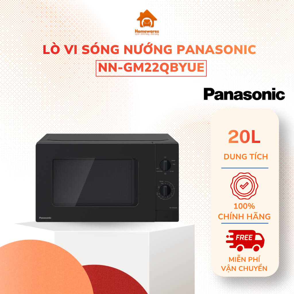 Lò Vi Sóng Có Nướng Panasonic NN-GM22QBYUE (20 Lít) - Hàng Chính Hãng, Full Box