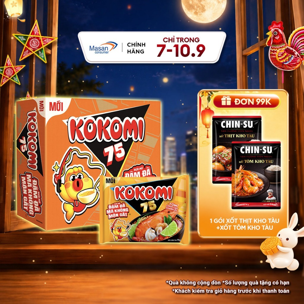 [Chọn vị] Thùng mì Kokomi 75 x 30 gói x 75 gram