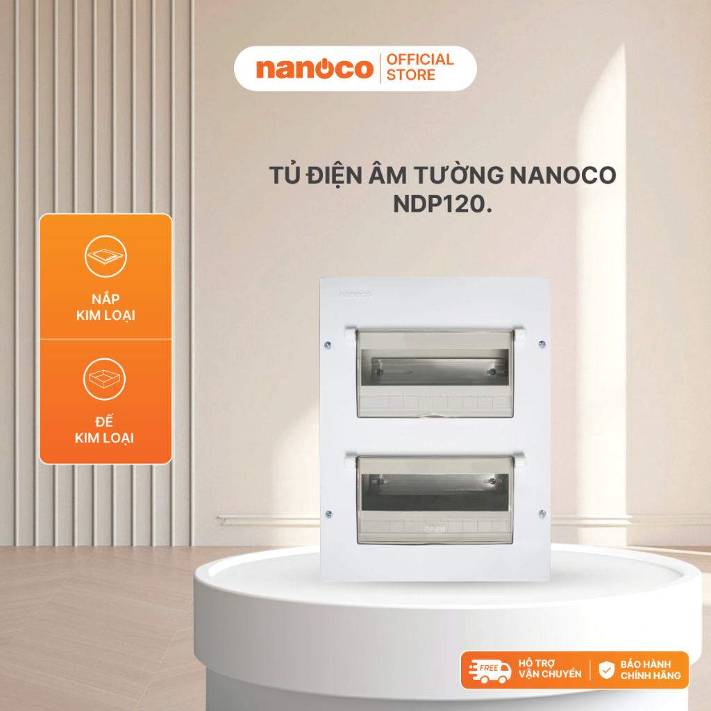 Tủ điện âm tường Nanoco Model NDP120/NDP126 (mặt-đế kim loại)