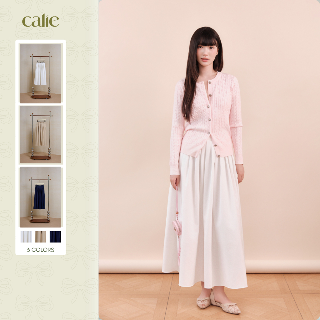(Dear. My Autumn) Chân váy kaki dáng xòe kèm belt, form basic dễ mix đồ thời trang nữ Calie CX065