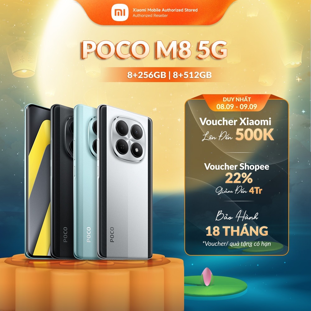 Điện thoại POCO M8 5G (8+256GB | 8+512GB) | Màn Flow AMOLED 6.77" 120Hz | Snapdragon 6Gen3 | Camera 50MP