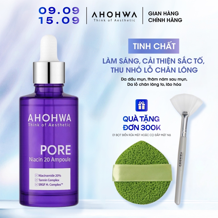 Serum Ahohwa làm sáng, cải thiện sắc tố, thu nhỏ lỗ chân lông Ahohwa Pore Niacinamide 20% Ahohwa 30m