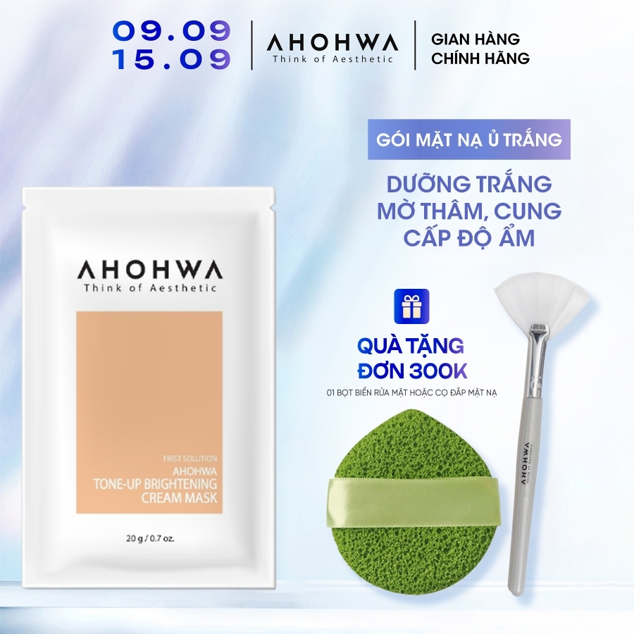 Gói mặt Nạ Ủ Trắng Dạng Kem AHOHWA Tone-Up Brightening Cream Mask