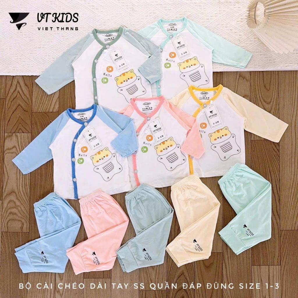 Bộ Dài Tay Cài Chéo Cho Bé Sơ Sinh VT Kids - Quần Áo Vải Thun Lạnh (3-9kg) [VT21]