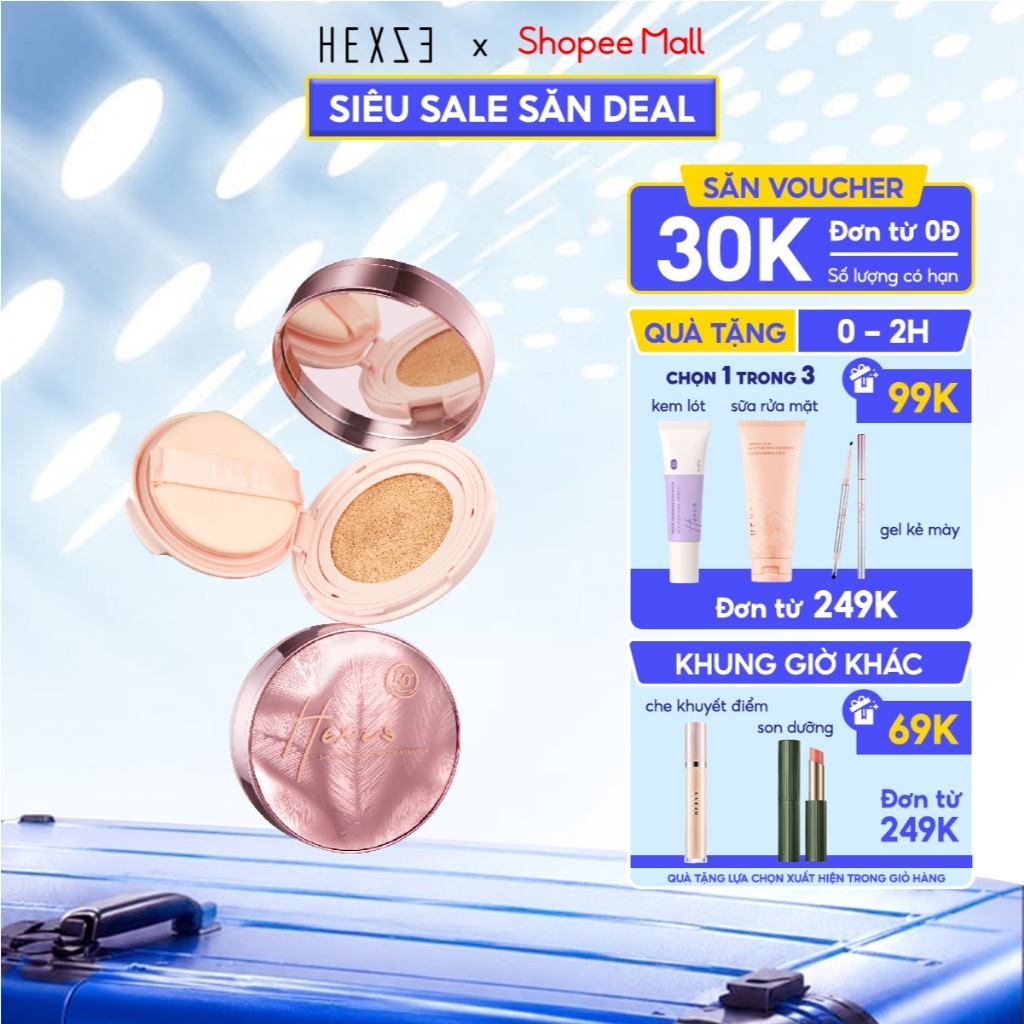 Cushion HEXZE 3in1 tích hợp chống nắng SPF50+, PA++++ Che Khuyết Điểm, Má Hồng Cushion Chống Nắng,tr