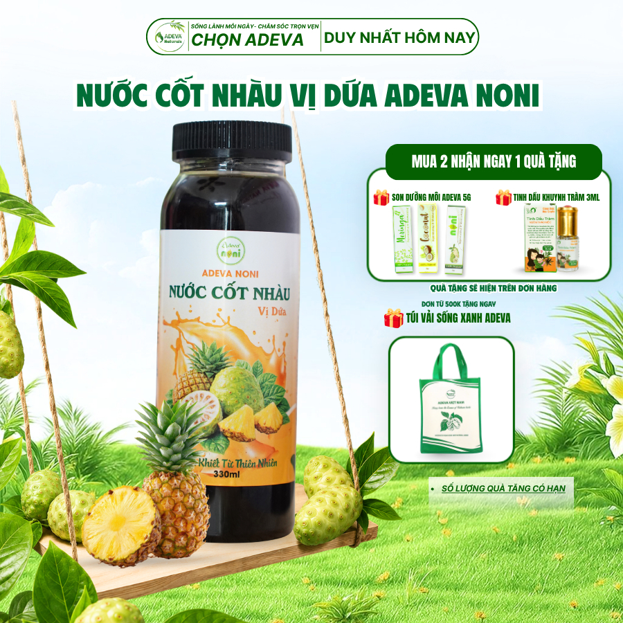 Nước Cốt Nhàu Dứa ADEVA NONI Noni Juice Mix Hương Dứa Thanh Mát Dễ Uống 330ml