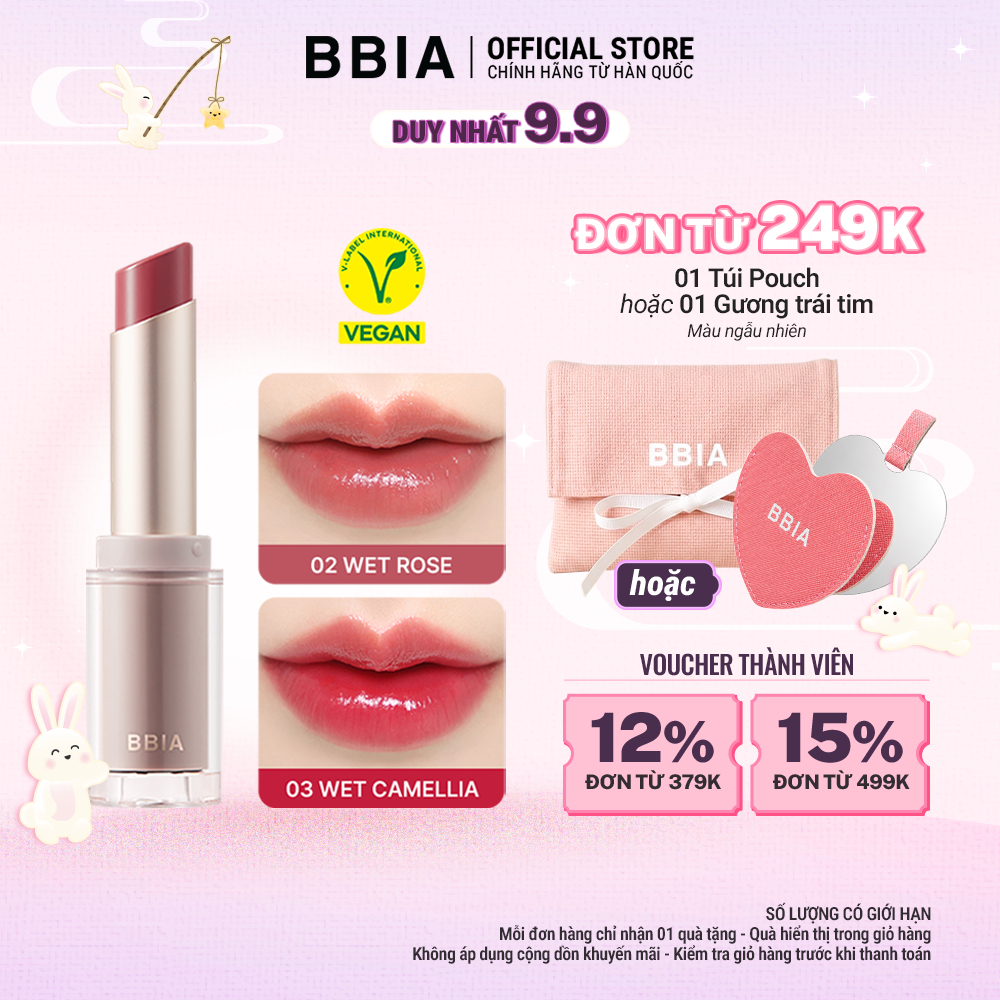 Son thỏi tint bóng căng mọng, dưỡng ẩm mềm mịn BBIA Ready To Wear Water Lipstick 3g