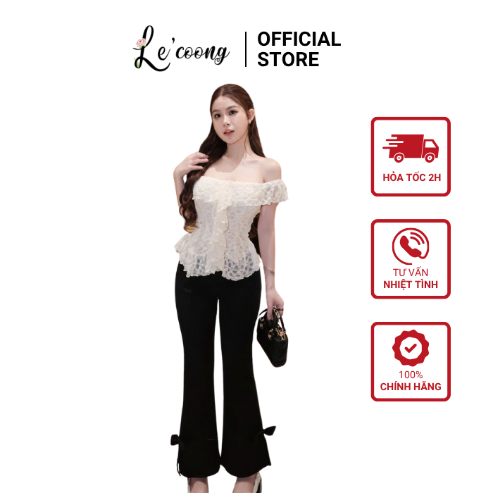 Quần Ống Loe Tôn Dáng LECOONG Q32 Quần Đẹp Đính Nơ Sang Chảnh