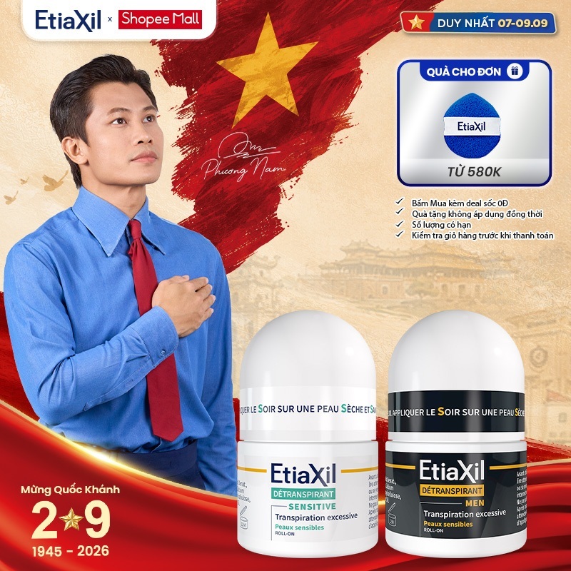 Combo 2 Lăn Khử Mùi Ngăn Mồ Hôi Etiaxil 15ml + Etiaxil Men 15ml