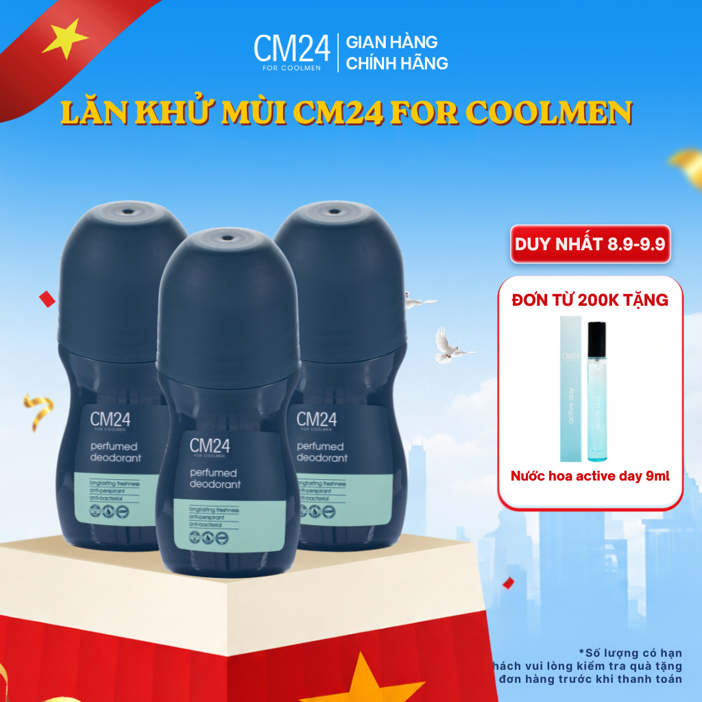 [KHÔNG Ố VÀNG ÁO] Lăn Khử Mùi Nam CM24 FOR COOLMEN  Khử Mùi Giảm Tiết Mồ Hôi 24 Tiếng Giúp Khô Thoán