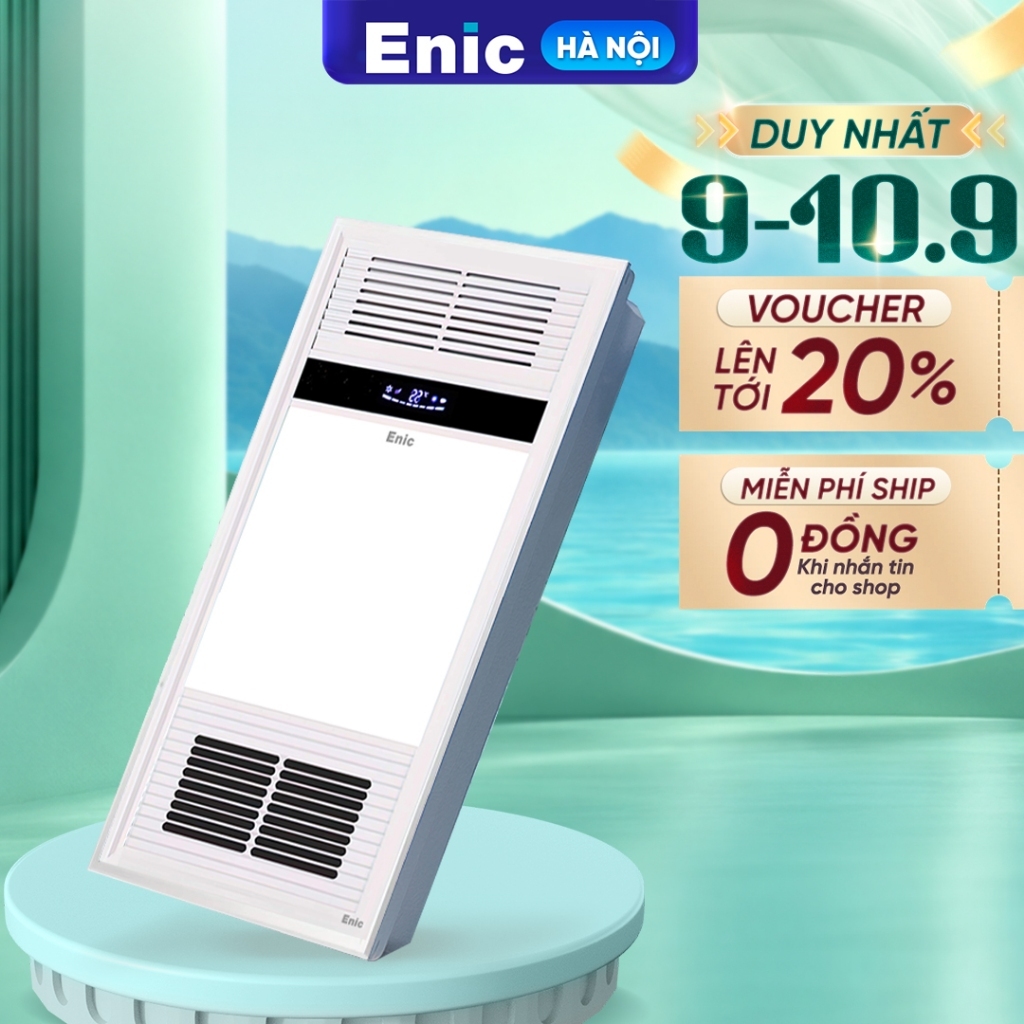 Đèn điều hoà phòng tắm âm trần Enic D22 U1, thông gió, quạt mát, hút ẩm, chiếu sáng, màn hình LCD dễ