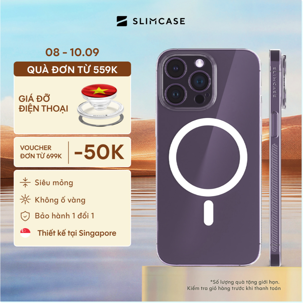 Ốp lưng UNIQUE iPhone 14 Pro Max /14 Pro / 14 Plus / 14 SLIMCASE - Không ố vàng, siêu mỏng, hỗ trợ s