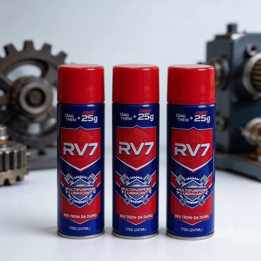 Xịt chống rỉ sét đa năng RV7 bảo vệ kim loại khỏi ăn mòn, Xịt bôi trơn đánh bay gỉ sét, cặn bẩn