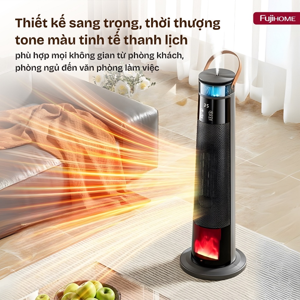 Quạt sưởi gốm Fujihome FH3303 Thiết kế hiện đại – Tinh tế trong từng chi tiết  tay cầm da thời thượn