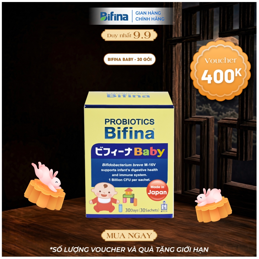 Men vi sinh Bifina Baby Nhật Bản – Tiêu hóa khỏe, hỗ trợ giảm táo bón, tăng đề kháng cho bé – Hộp 30