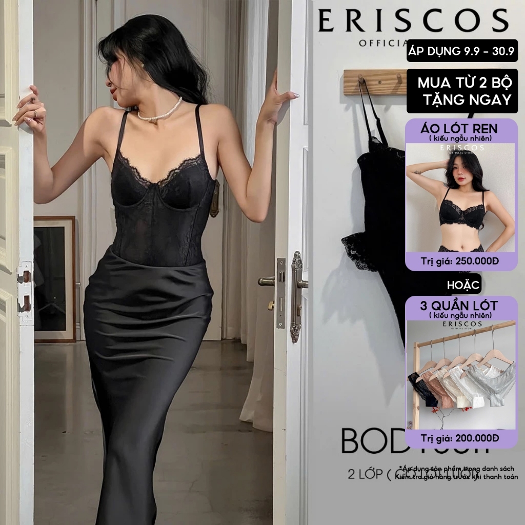 Zoe - Bodysuit 2 lớp thanh lịch dáng quả chéo ôm quả tạo khe tốt mix chân bèo quyến rũ Eriscos