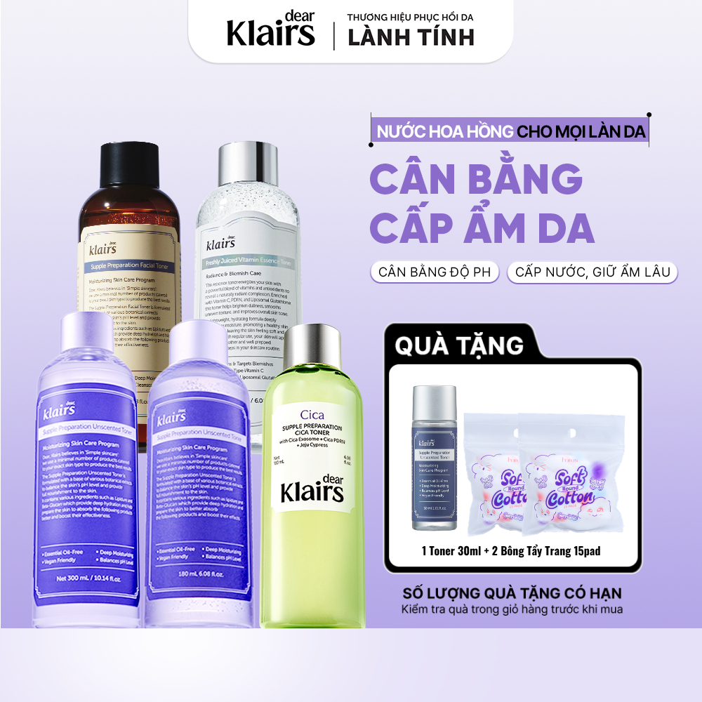 [KOL] Nước hoa hồng Dear, Klairs Supple Preparation Toner Cấp Ẩm Dưỡng Sáng Cho Mọi Loại Da