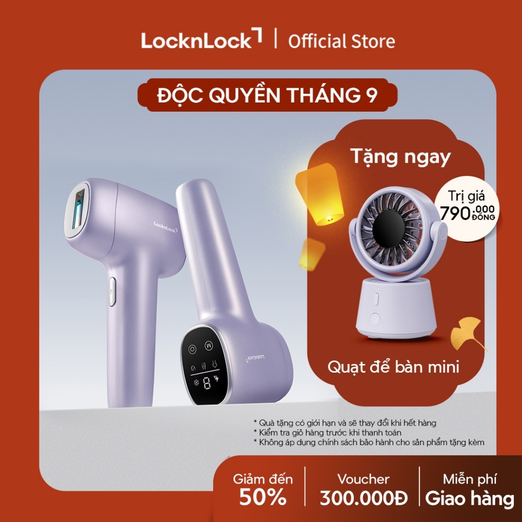 Máy triệt lông LocknLock IPL Laser hair removal device ENC311PUP công nghệ làm lạnh ice cool