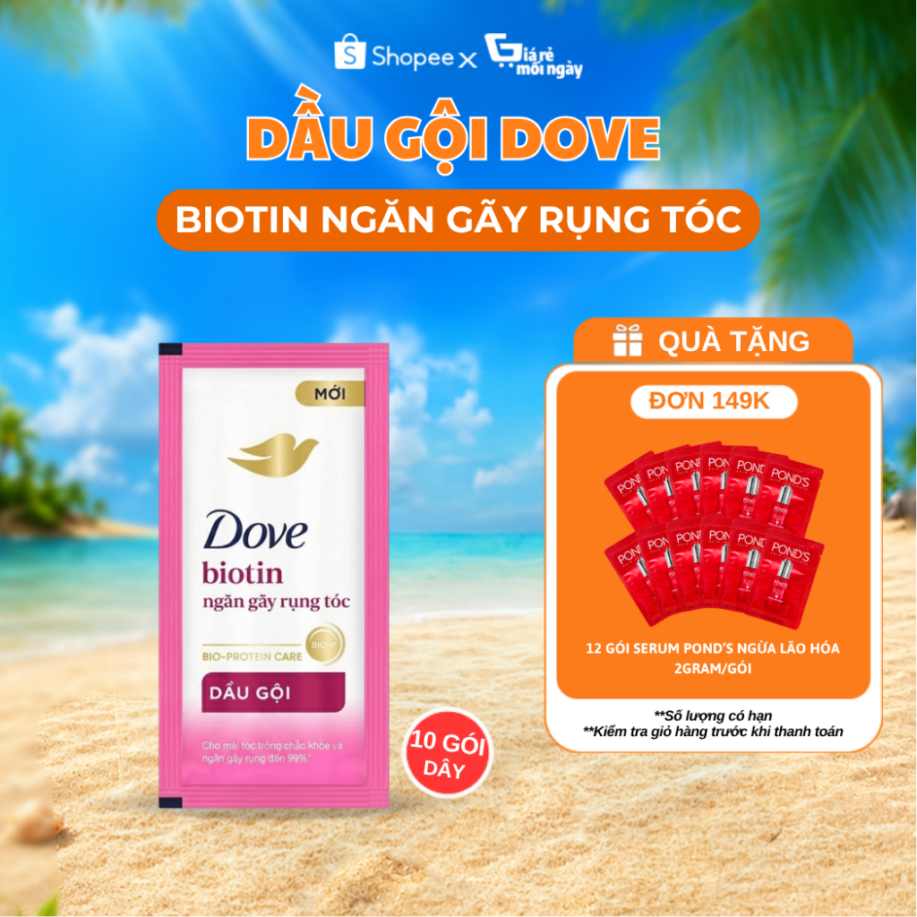 Dầu Gội Dove Ngăn Gãy Rụng Tóc Dây 10 Gói (6G/Gói)