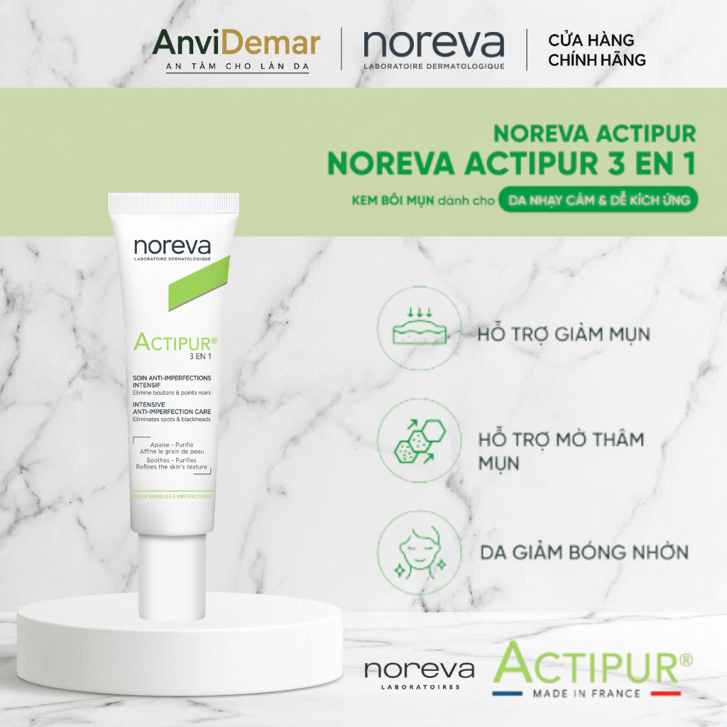 Kem Mụn Noreva Actipur 3 En 1 Intensive Anti-Imperfection Care 30ml